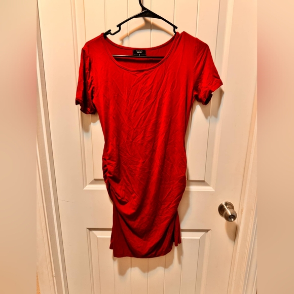 Red Short Sleeve Maternity Dress Size Small By Alina Mae - Picture 1 of 8